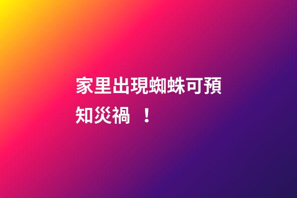 家里出現蜘蛛可預知災禍！